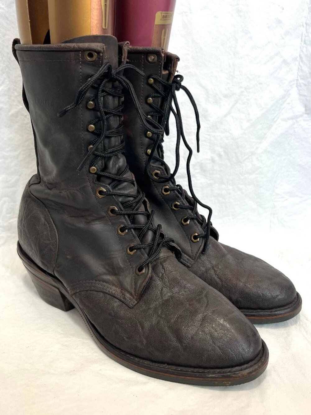 Vintage Chippewa boots packer dark brown leather US mens 11 D lace up heeled